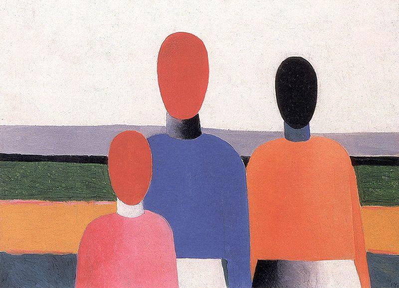 Wikoo.org - موسوعة الفنون الجميلة - اللوحة، العمل الفني Kazimir Severinovich Malevich - Three Woman Figures
