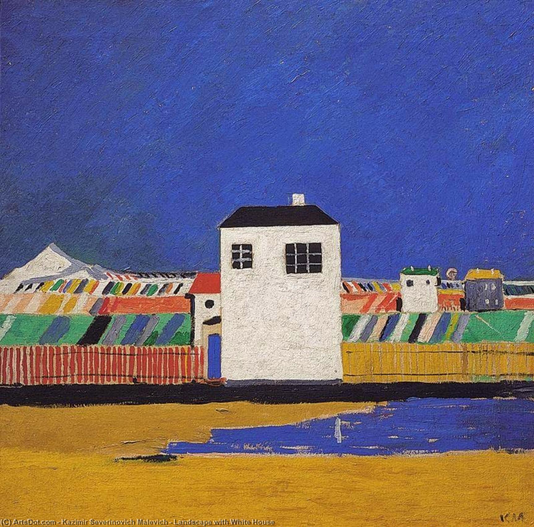 Wikioo.org – L'Enciclopedia delle Belle Arti - Pittura, Opere di Kazimir Severinovich Malevich - paesaggio con bianco casa