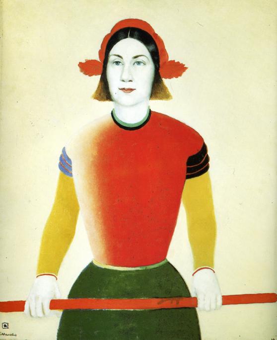 Wikoo.org - موسوعة الفنون الجميلة - اللوحة، العمل الفني Kazimir Severinovich Malevich - Girl with Red Flagpole