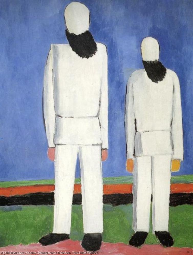 WikiOO.org - Encyclopedia of Fine Arts - Maľba, Artwork Kazimir Severinovich Malevich - Two Male Figures