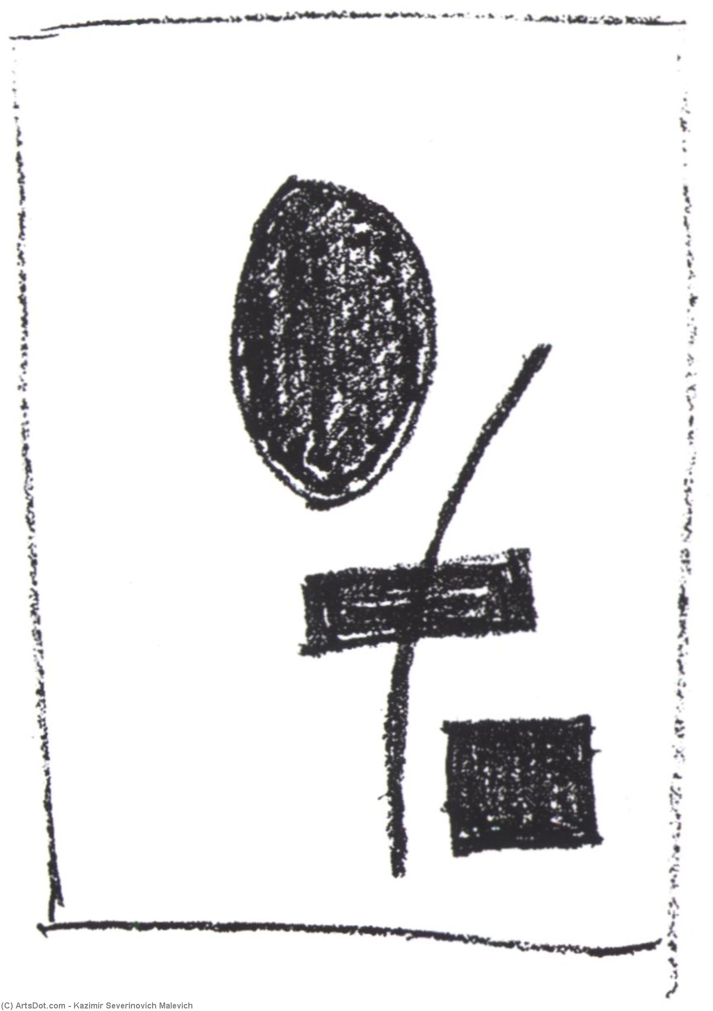 WikiOO.org - Енциклопедия за изящни изкуства - Живопис, Произведения на изкуството Kazimir Severinovich Malevich - Oval, rectangle, square, curve