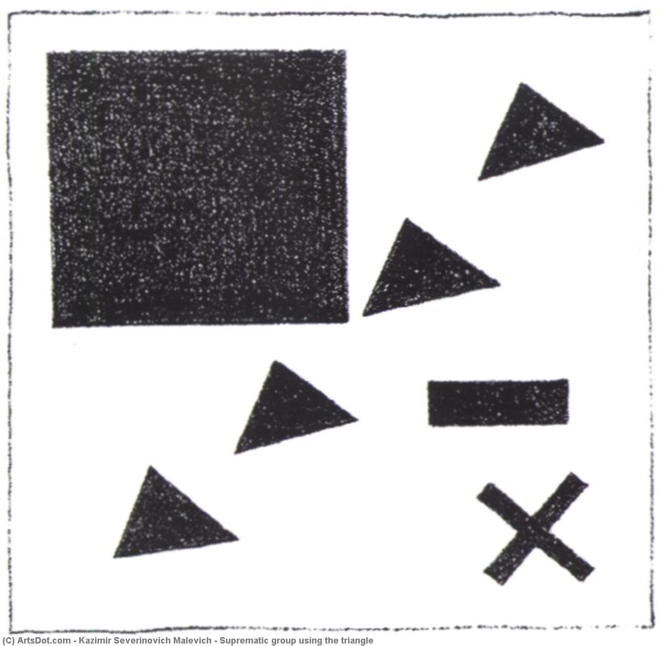 Wikoo.org - موسوعة الفنون الجميلة - اللوحة، العمل الفني Kazimir Severinovich Malevich - Suprematic group using the triangle