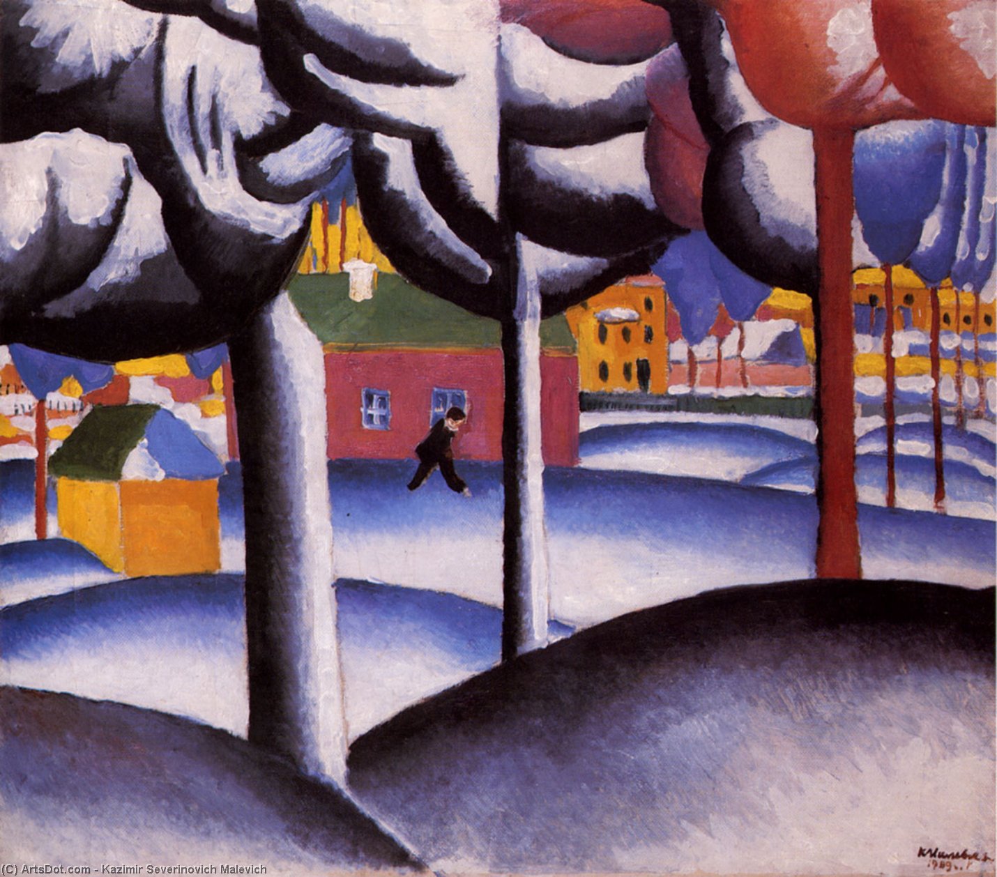 WikiOO.org - Encyclopedia of Fine Arts - Schilderen, Artwork Kazimir Severinovich Malevich - Winter Landscape