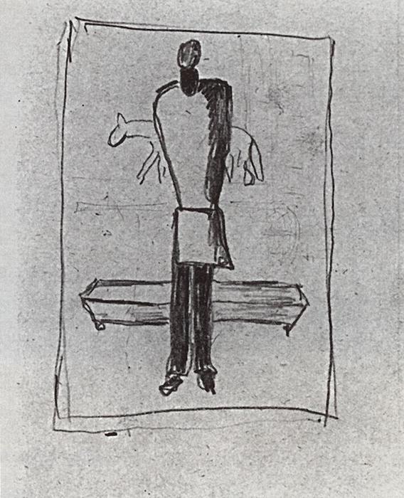 WikiOO.org - 百科事典 - 絵画、アートワーク Kazimir Severinovich Malevich - 男, a `coffin` , 馬