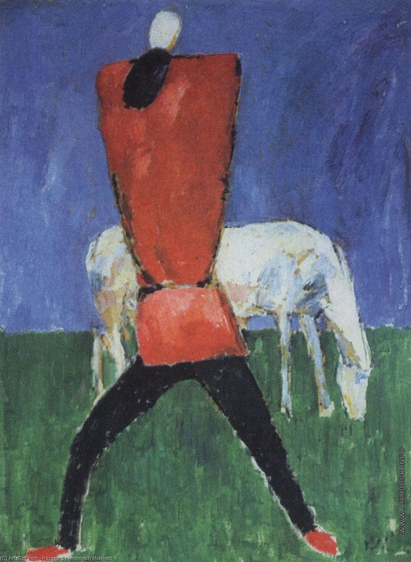 WikiOO.org - Encyclopedia of Fine Arts - Maalaus, taideteos Kazimir Severinovich Malevich - Man with horse