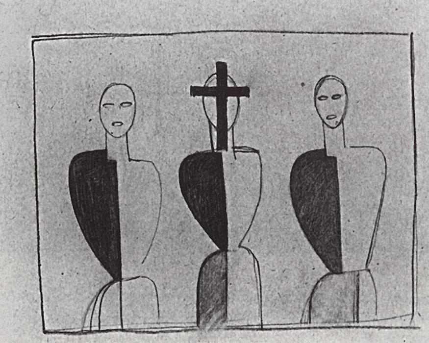 WikiOO.org - Енциклопедия за изящни изкуства - Живопис, Произведения на изкуството Kazimir Severinovich Malevich - Three suprematic figures