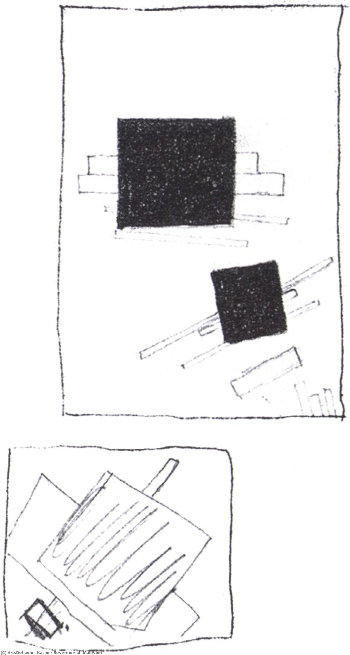 WikiOO.org - Encyclopedia of Fine Arts - Maalaus, taideteos Kazimir Severinovich Malevich - Two squares