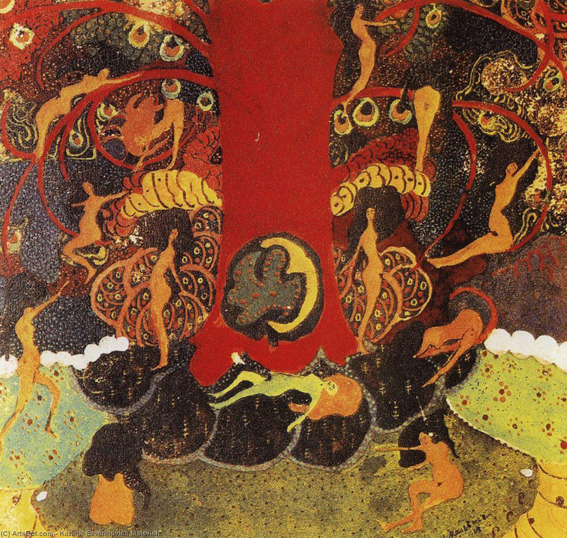 WikiOO.org - Enciklopedija dailės - Tapyba, meno kuriniai Kazimir Severinovich Malevich - Oak and dryads