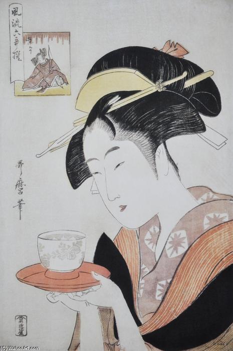 Wikioo.org - The Encyclopedia of Fine Arts - Painting, Artwork by Kitagawa Utamaro - Portrait of Naniwaya Okita