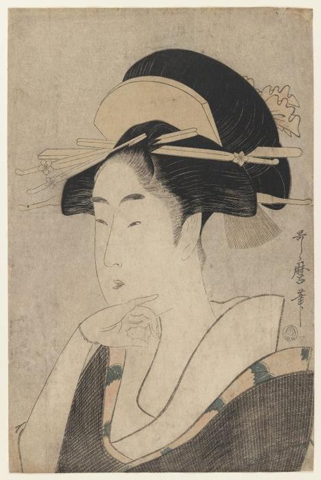 Wikioo.org - The Encyclopedia of Fine Arts - Painting, Artwork by Kitagawa Utamaro - Large Head and Bust Portrait of Beauty