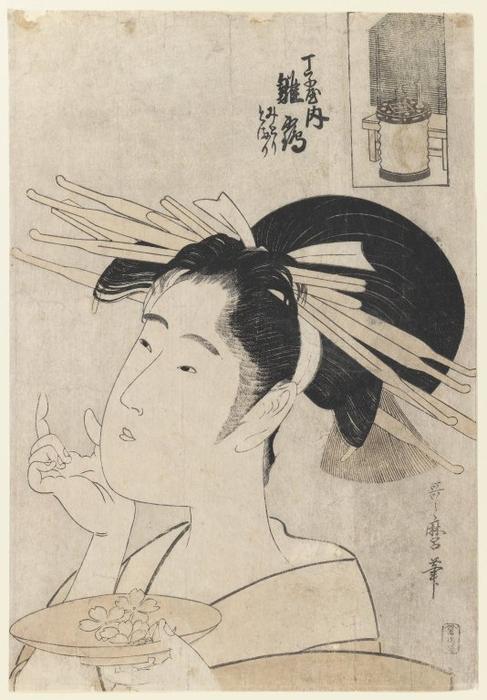 Wikioo.org - Bách khoa toàn thư về mỹ thuật - Vẽ tranh, Tác phẩm nghệ thuật Kitagawa Utamaro - Midori of the Hinataka, from The Hour of the Rat