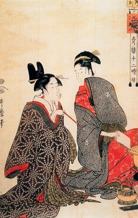 Wikioo.org - The Encyclopedia of Fine Arts - Painting, Artwork by Kitagawa Utamaro - The lazy bone