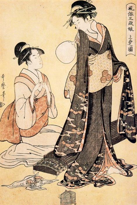 Wikioo.org - The Encyclopedia of Fine Arts - Painting, Artwork by Kitagawa Utamaro - The yoshiwara sparrow