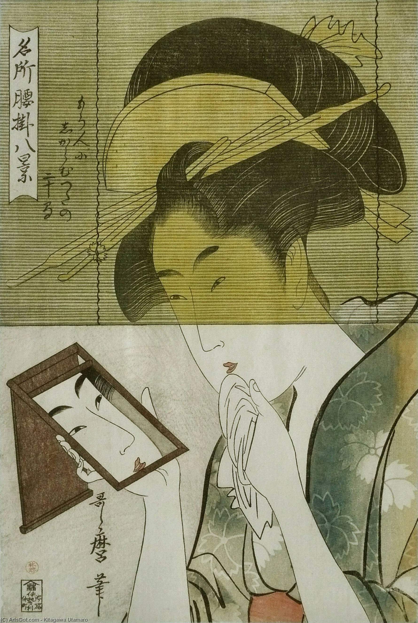 WikiOO.org - Енциклопедія образотворчого мистецтва - Живопис, Картини
 Kitagawa Utamaro - Woman with a Mirror
