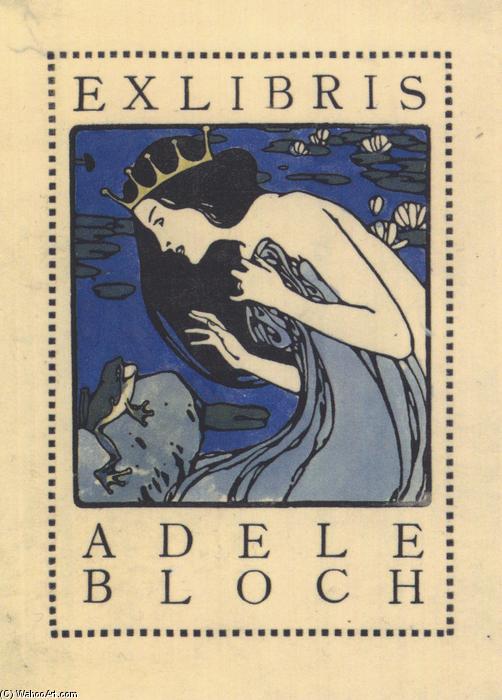 Wikioo.org - The Encyclopedia of Fine Arts - Painting, Artwork by Koloman Moser - Exlibris Adele Bloch - Bookplate with princess and frog