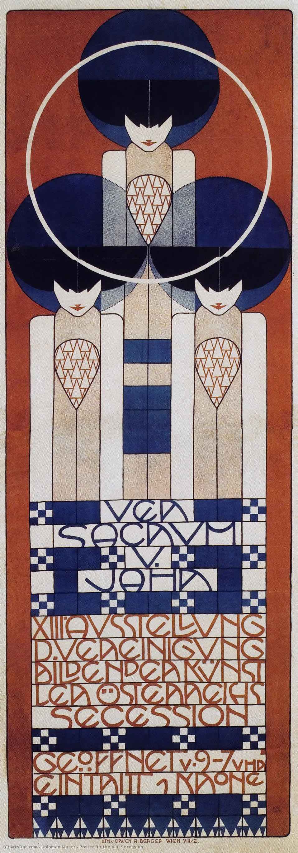 Wikioo.org - The Encyclopedia of Fine Arts - Painting, Artwork by Koloman Moser - Poster for the XIII. Secession