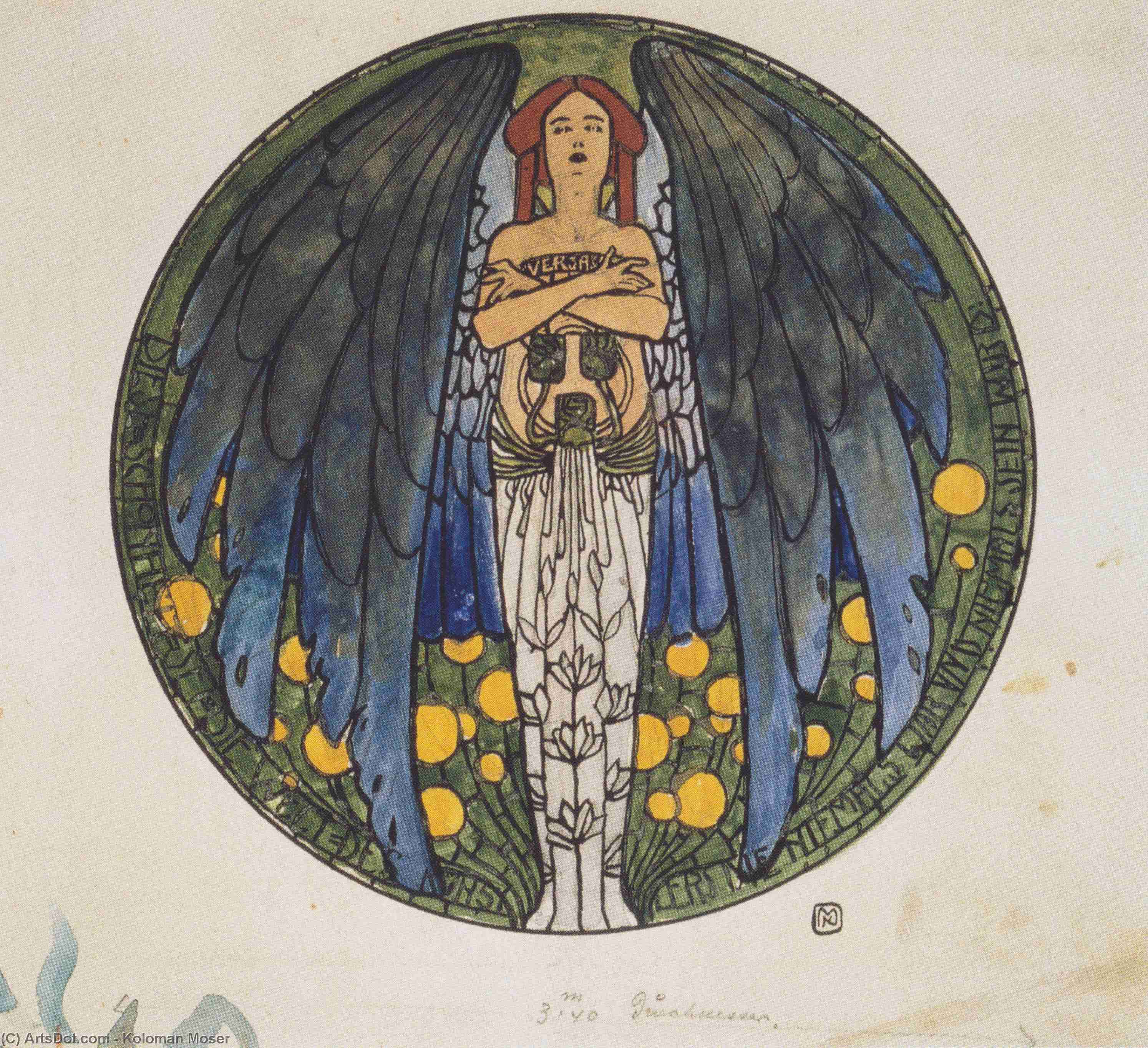 Wikioo.org - The Encyclopedia of Fine Arts - Painting, Artwork by Koloman Moser - The sketch of the round window art