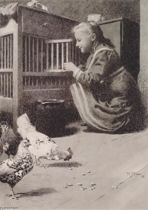WikiOO.org - Encyclopedia of Fine Arts - Maalaus, taideteos Koloman Moser - Girls in henhouse