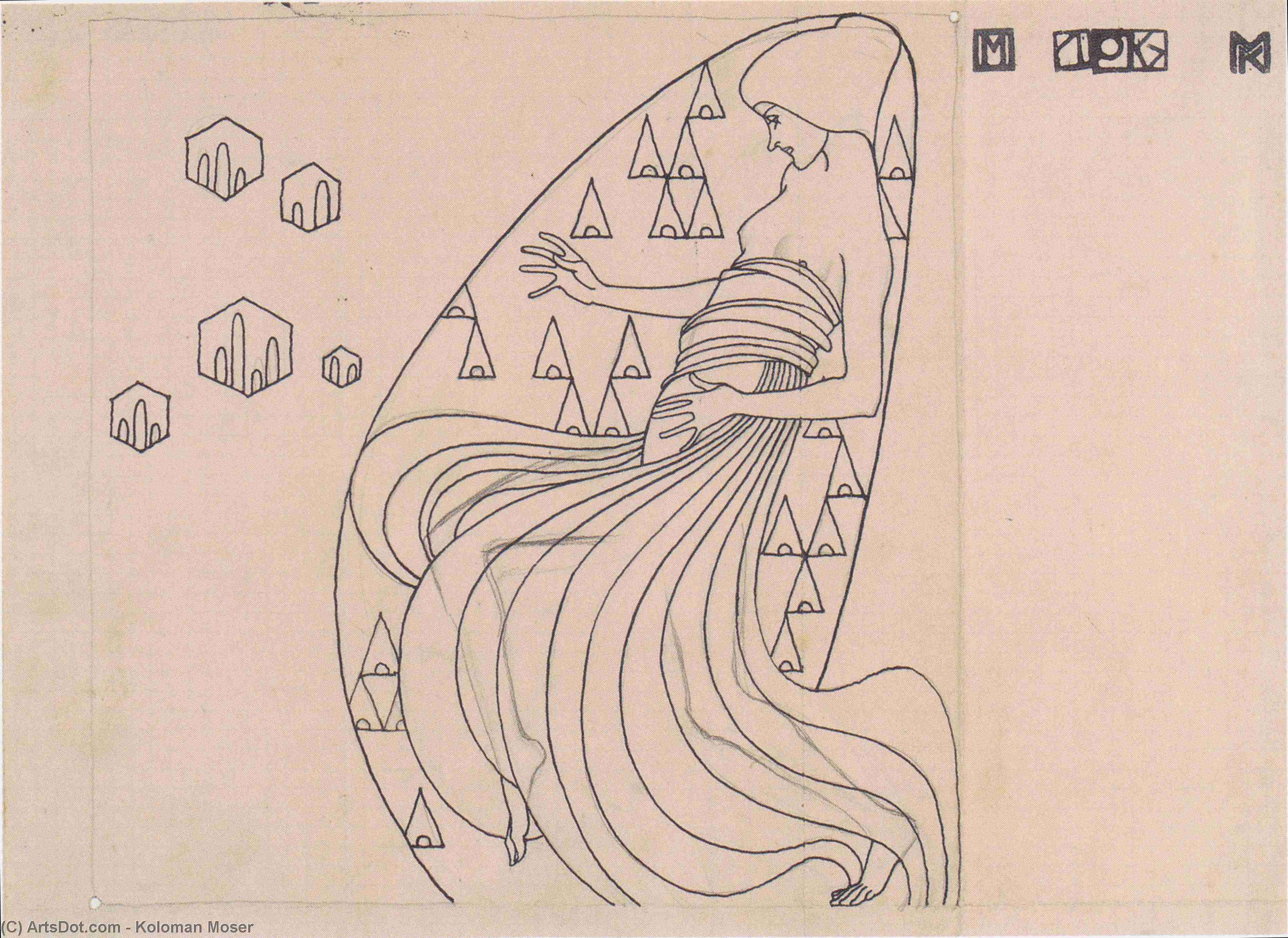 Wikioo.org - สารานุกรมวิจิตรศิลป์ - จิตรกรรม Koloman Moser - Drafts for metal relief
