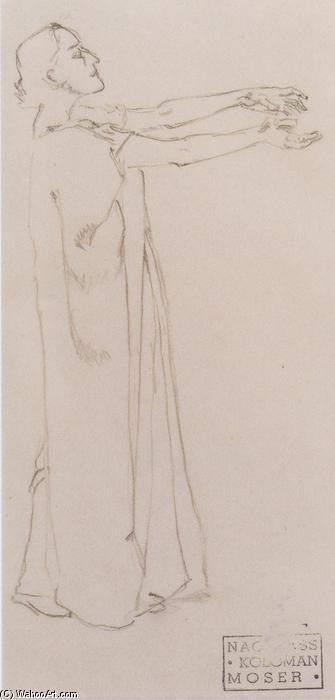 Wikioo.org - The Encyclopedia of Fine Arts - Painting, Artwork by Koloman Moser - Figure study of Isolde