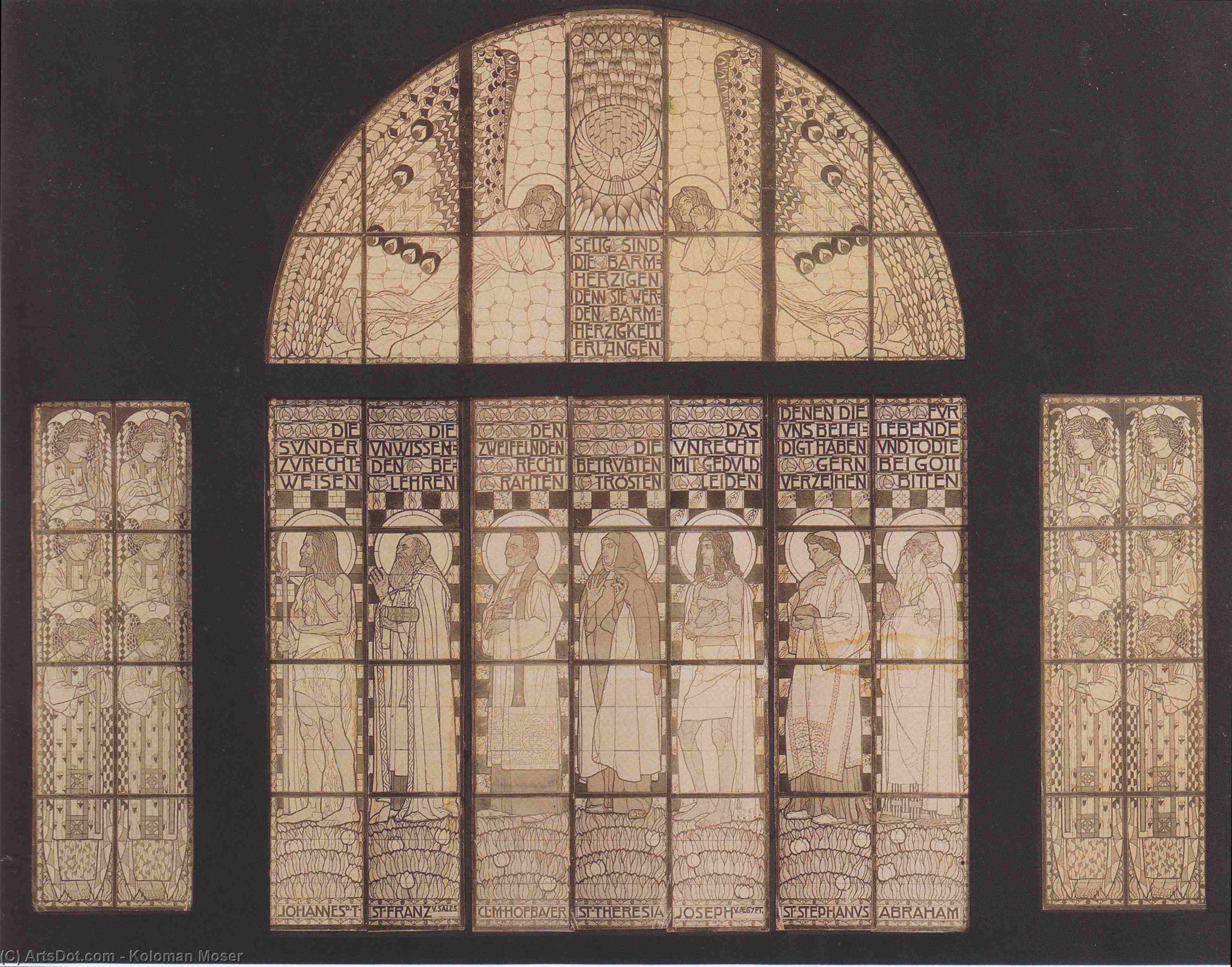 WikiOO.org - Encyclopedia of Fine Arts - Lukisan, Artwork Koloman Moser - Church Am Steinhof, drawing of western window