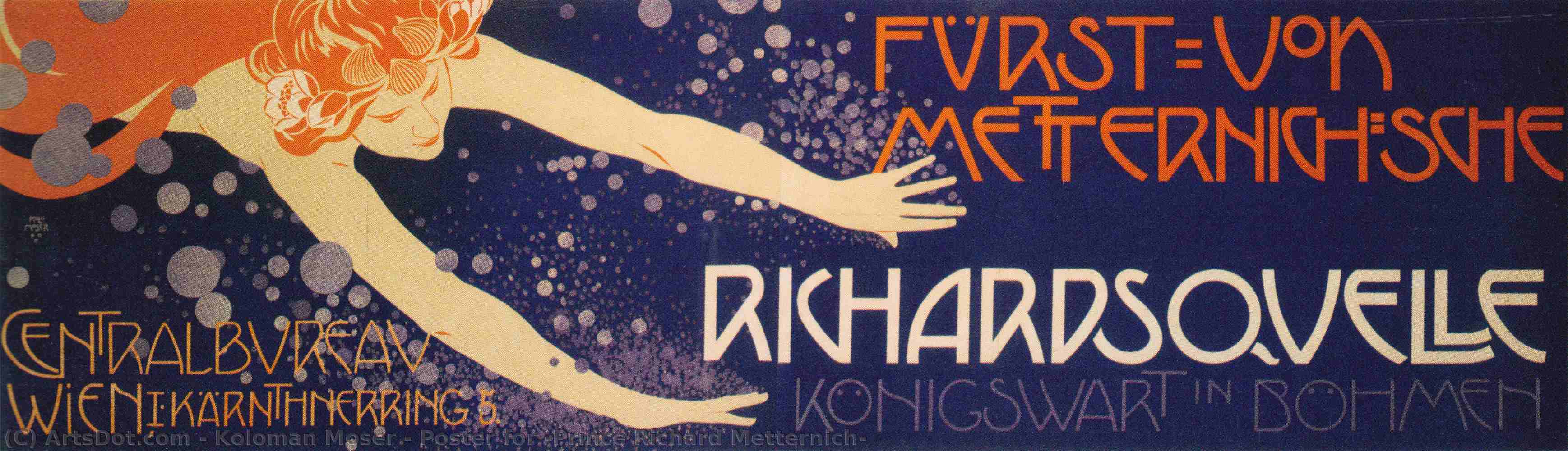 Wikioo.org - The Encyclopedia of Fine Arts - Painting, Artwork by Koloman Moser - Poster for 'Prince Richard Metternich'