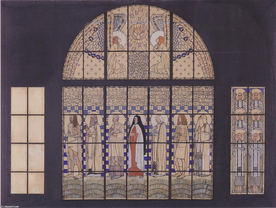 Wikioo.org - The Encyclopedia of Fine Arts - Painting, Artwork by Koloman Moser - Church Am Steinhof, design for the east side windows
