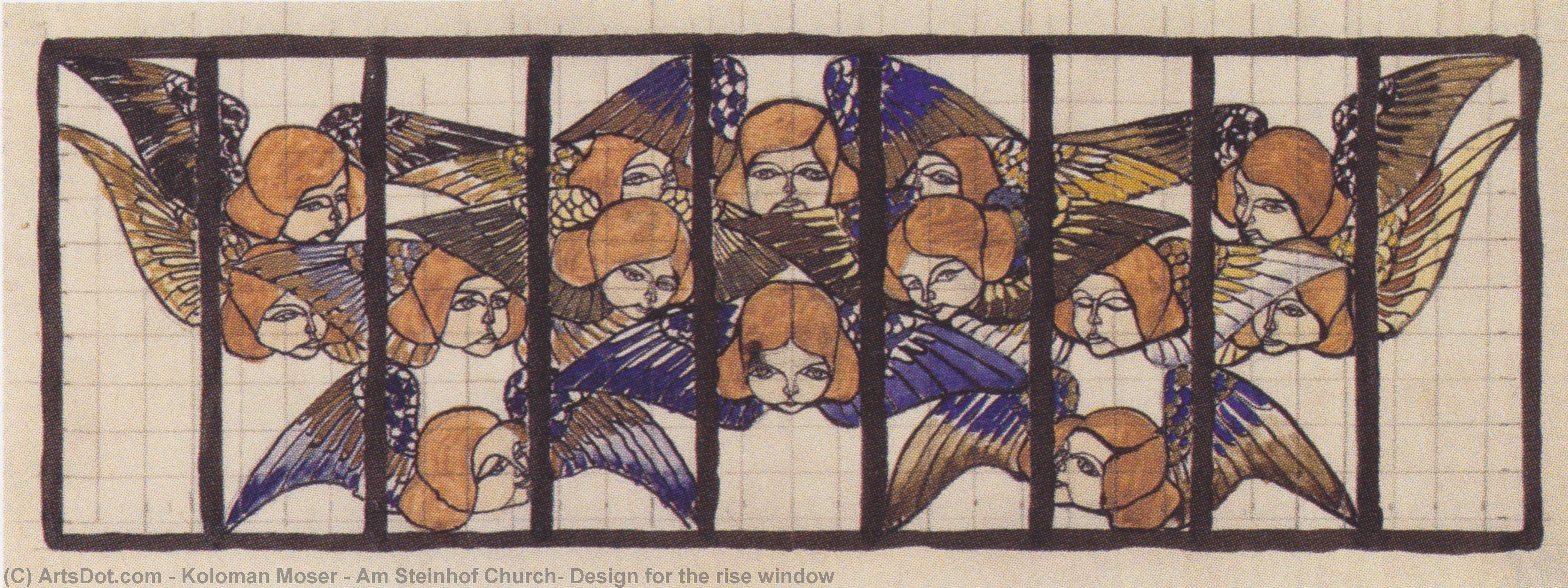 Wikioo.org - The Encyclopedia of Fine Arts - Painting, Artwork by Koloman Moser - Am Steinhof Church, Design for the rise window