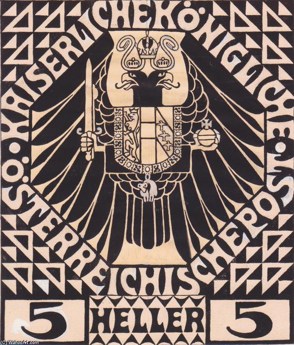 Wikioo.org - The Encyclopedia of Fine Arts - Painting, Artwork by Koloman Moser - Postage stamp design for mail postal (not issued)