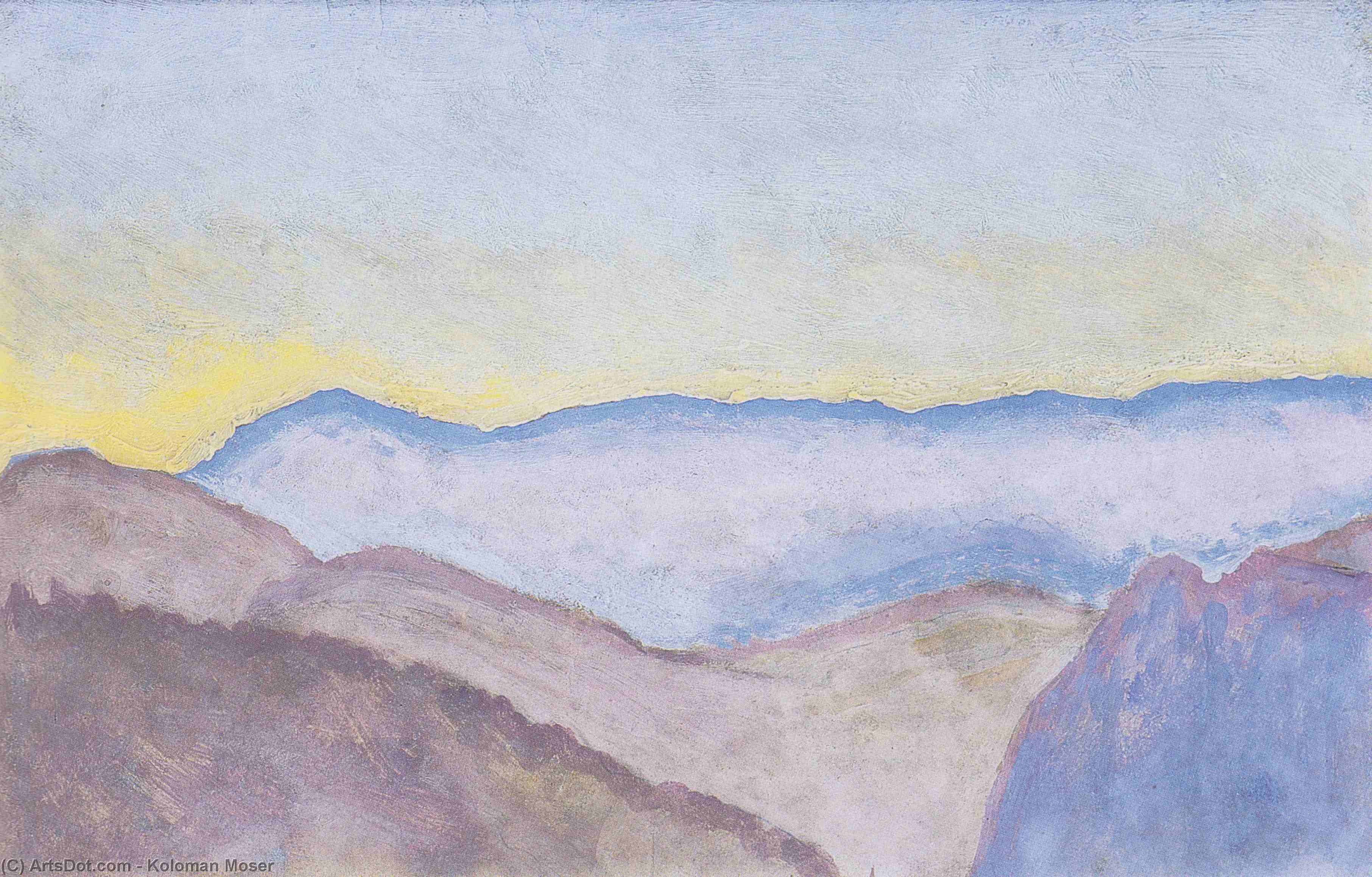 Wikioo.org - The Encyclopedia of Fine Arts - Painting, Artwork by Koloman Moser - Landscape in Semmering with view of Rax