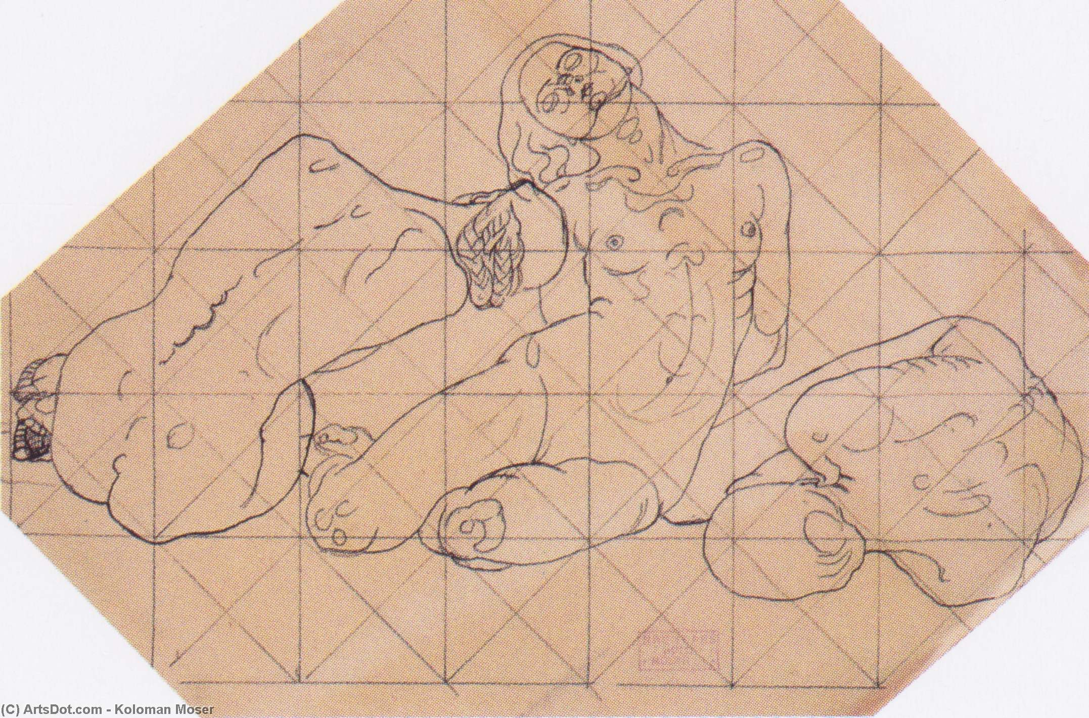 WikiOO.org - Encyclopedia of Fine Arts - Maalaus, taideteos Koloman Moser - Three crouching women