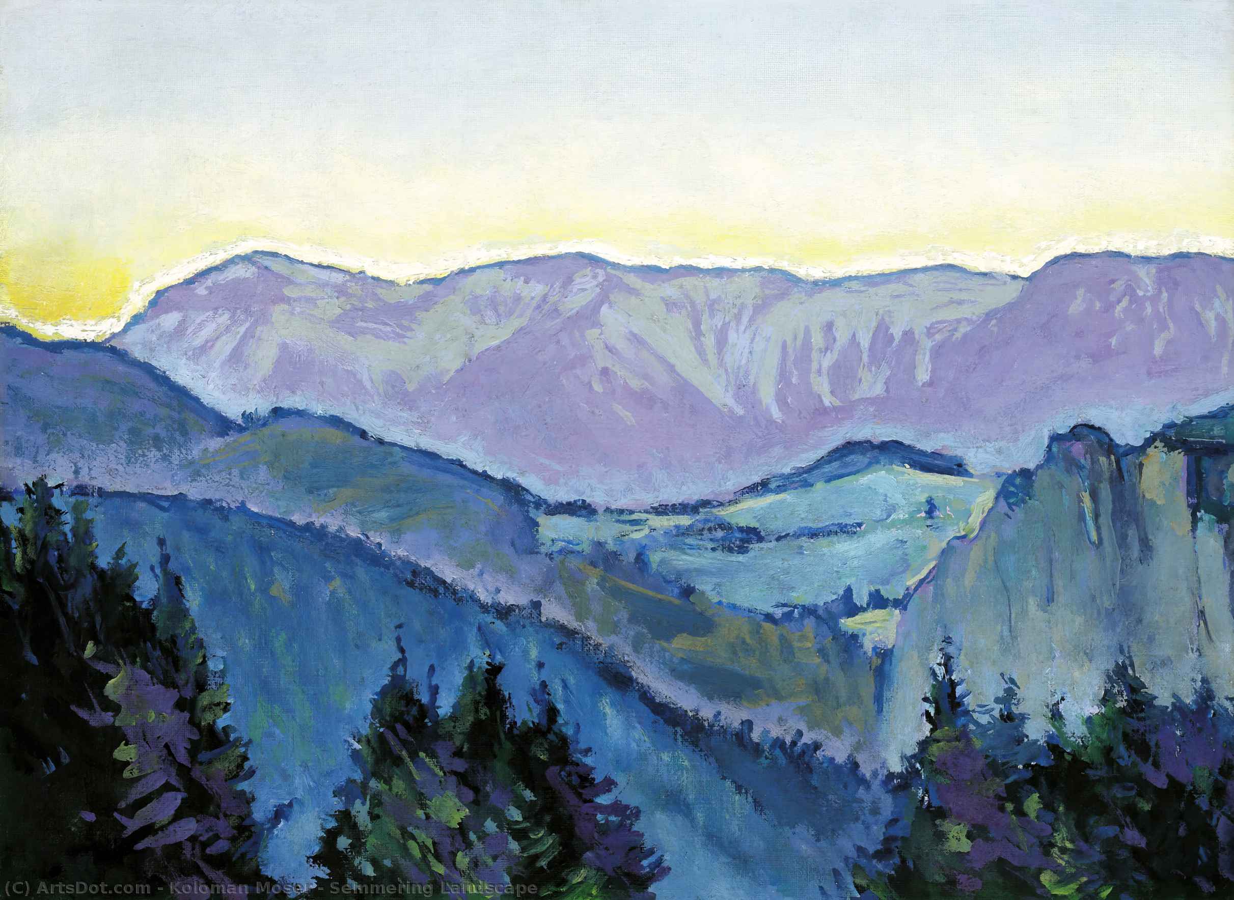 WikiOO.org - Encyclopedia of Fine Arts - Lukisan, Artwork Koloman Moser - Semmering Landscape