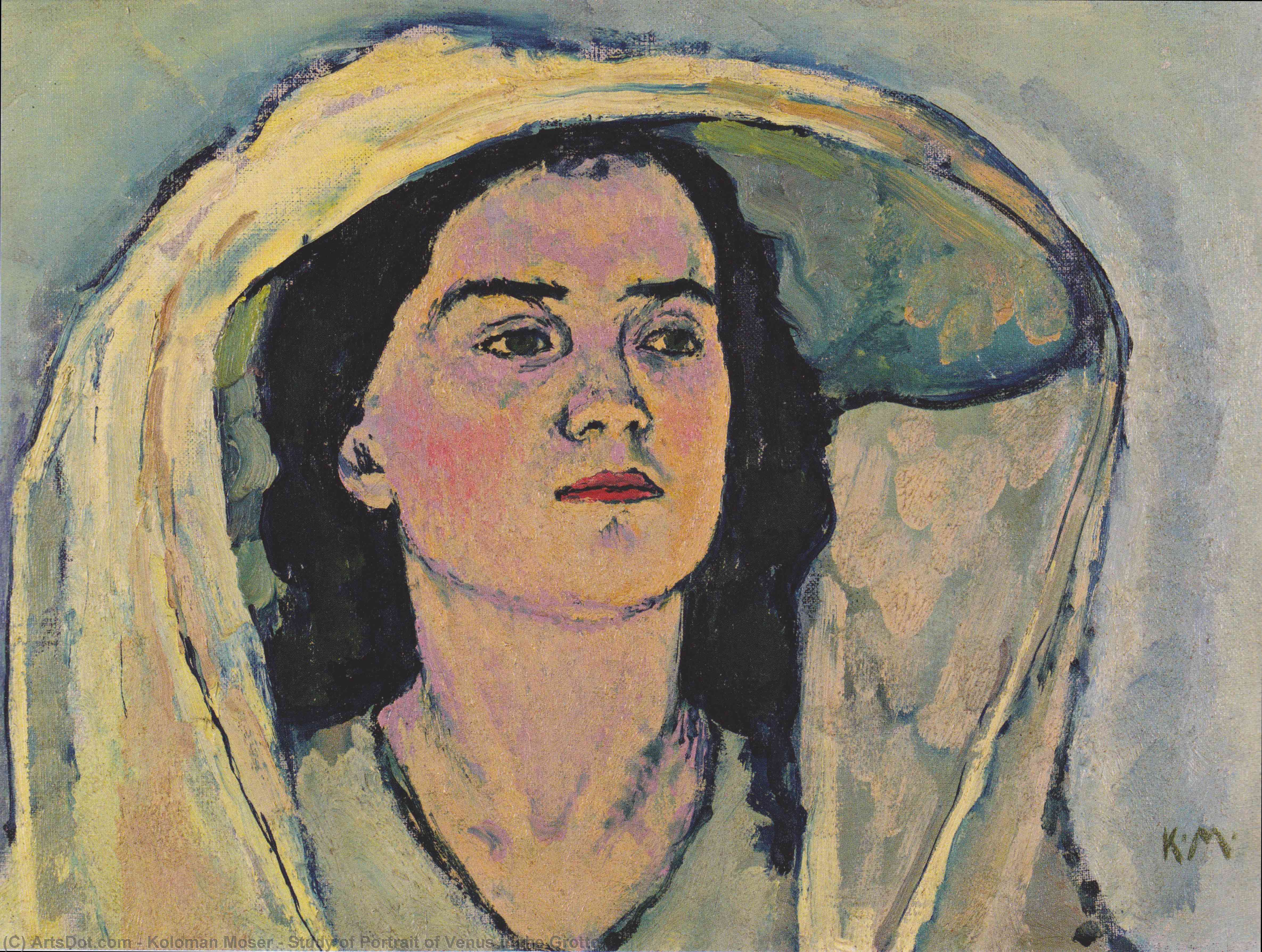 WikiOO.org - Encyclopedia of Fine Arts - Lukisan, Artwork Koloman Moser - Study of Portrait of Venus in the Grotto