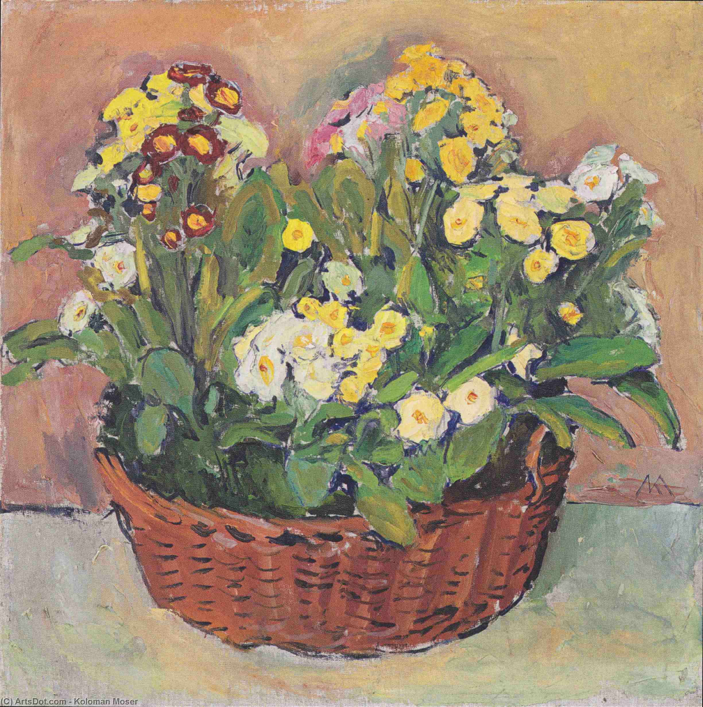 Wikioo.org - The Encyclopedia of Fine Arts - Painting, Artwork by Koloman Moser - Primmeln in the basket