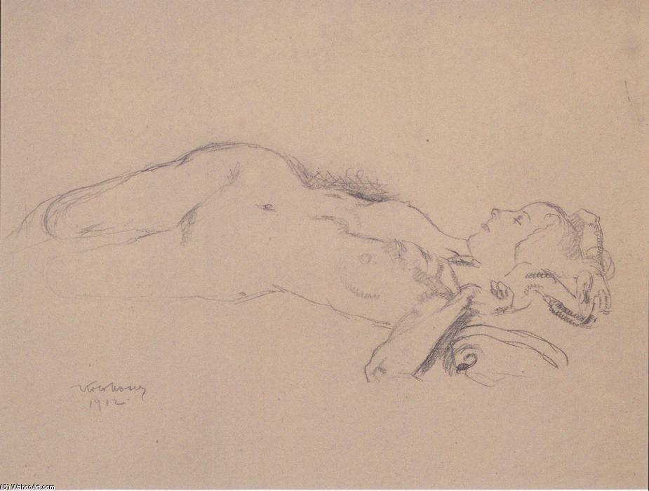 Wikioo.org - The Encyclopedia of Fine Arts - Painting, Artwork by Koloman Moser - Reclining Female Nude (Mileva Roller)