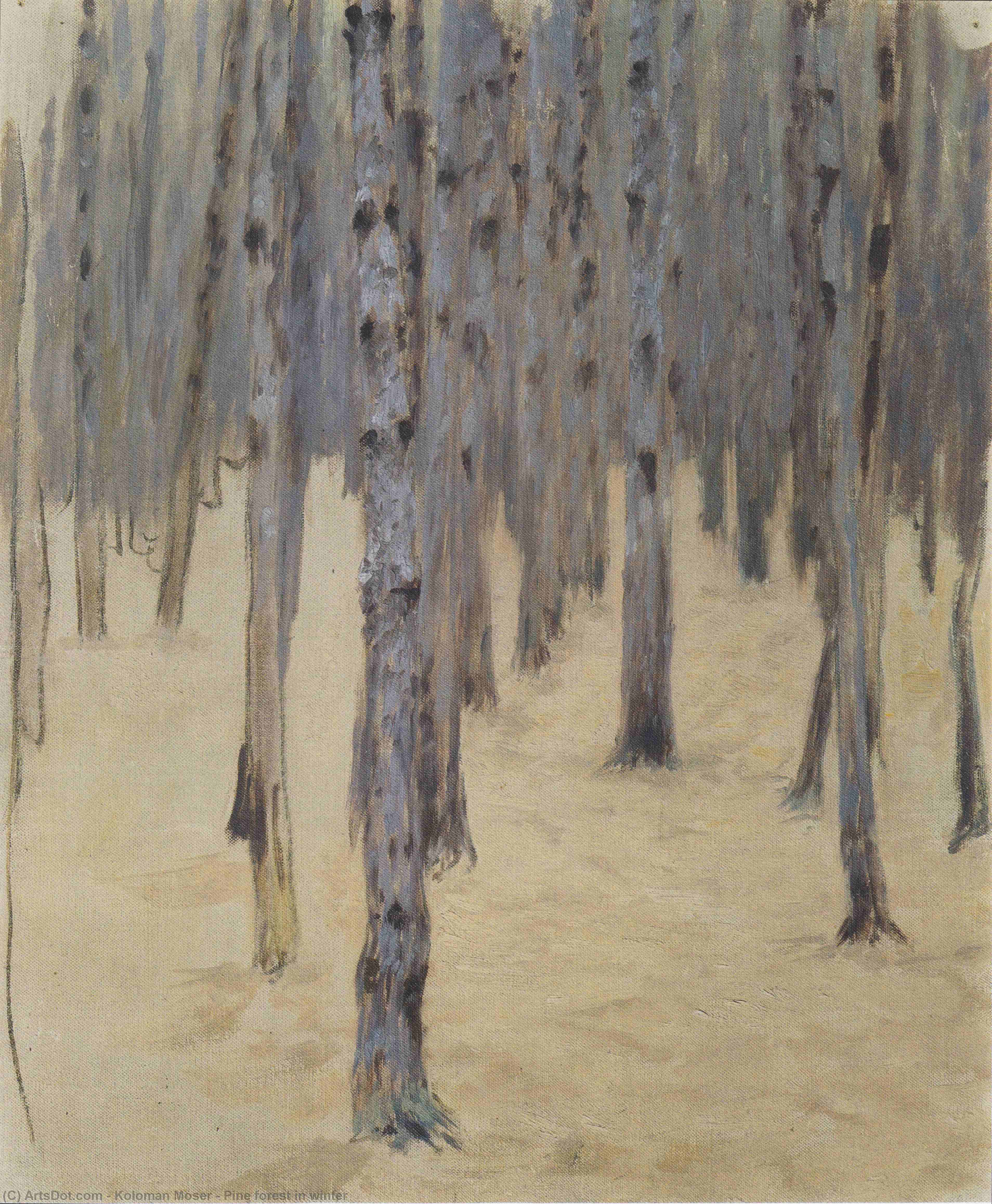 WikiOO.org - Encyclopedia of Fine Arts - Lukisan, Artwork Koloman Moser - Pine forest in winter