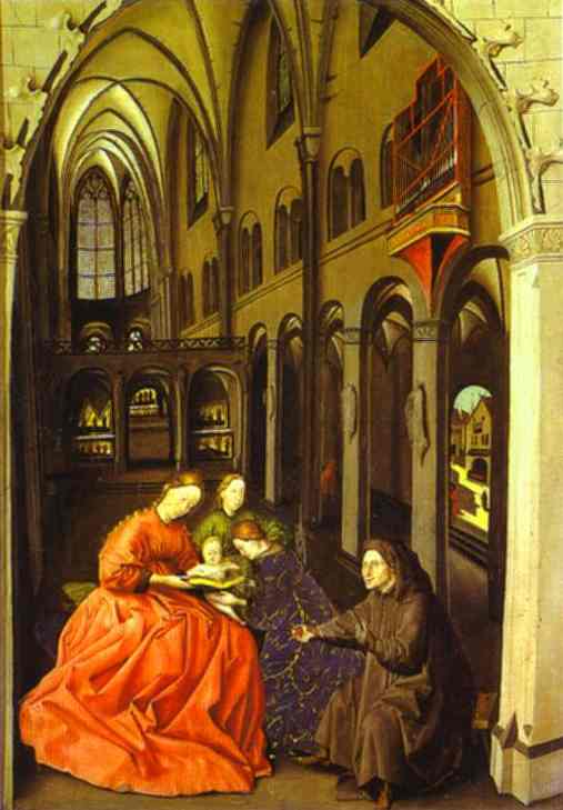 Wikioo.org – L'Enciclopedia delle Belle Arti - Pittura, Opere di Konrad Witz - madonna e santi in un chiesa