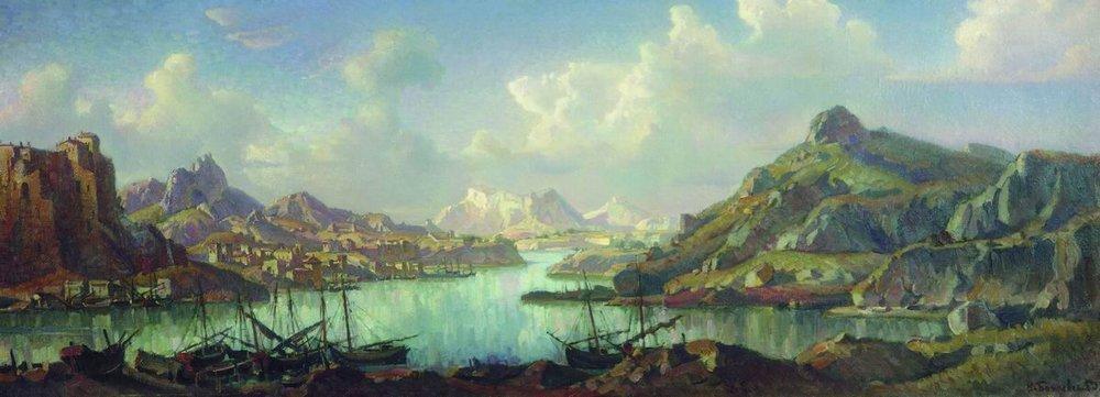 Wikioo.org - The Encyclopedia of Fine Arts - Painting, Artwork by Konstantin Fyodorovich Bogaevsky - Old Harbor