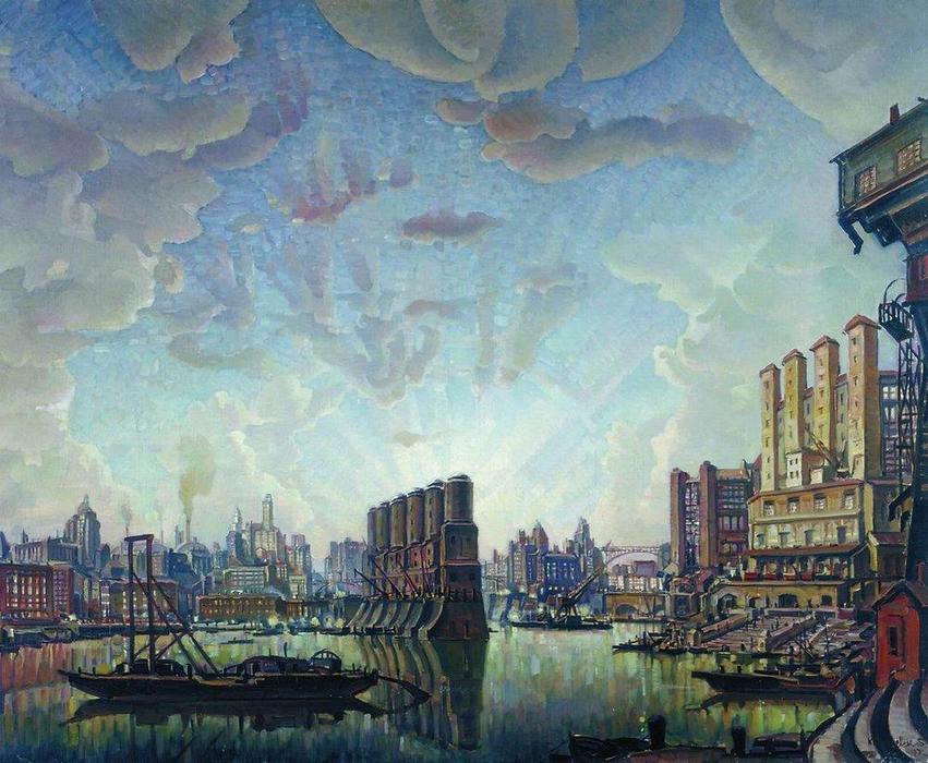 Wikioo.org - The Encyclopedia of Fine Arts - Painting, Artwork by Konstantin Fyodorovich Bogaevsky - Port of imaginary city