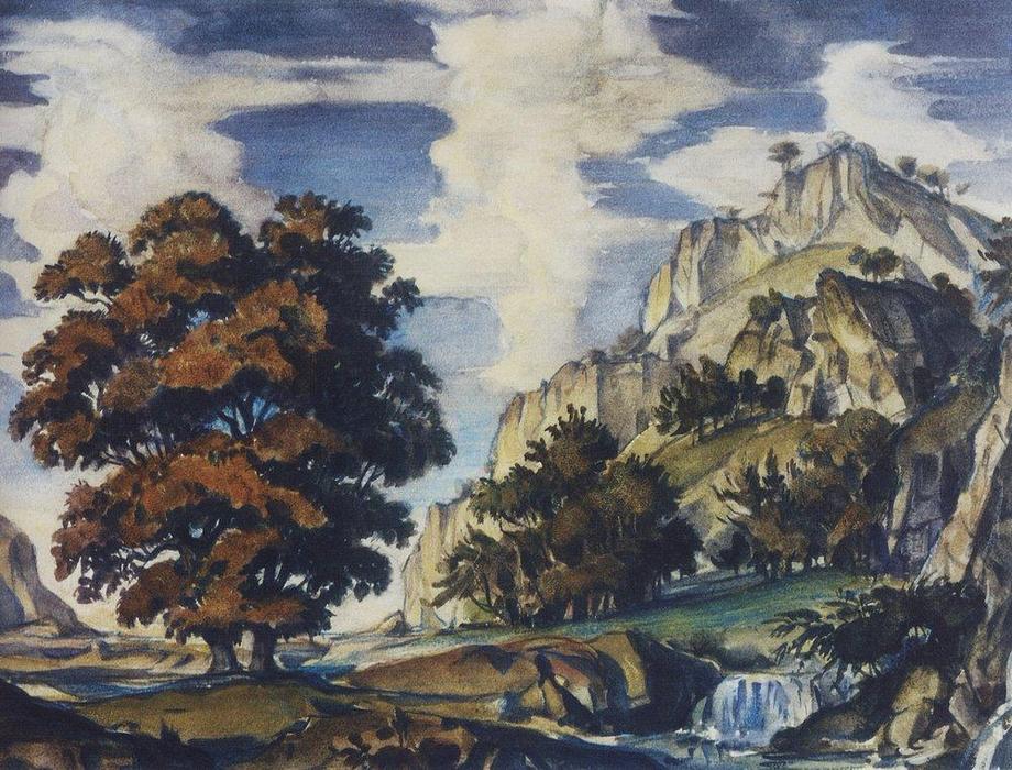 Wikioo.org - The Encyclopedia of Fine Arts - Painting, Artwork by Konstantin Fyodorovich Bogaevsky - Romantic landscape