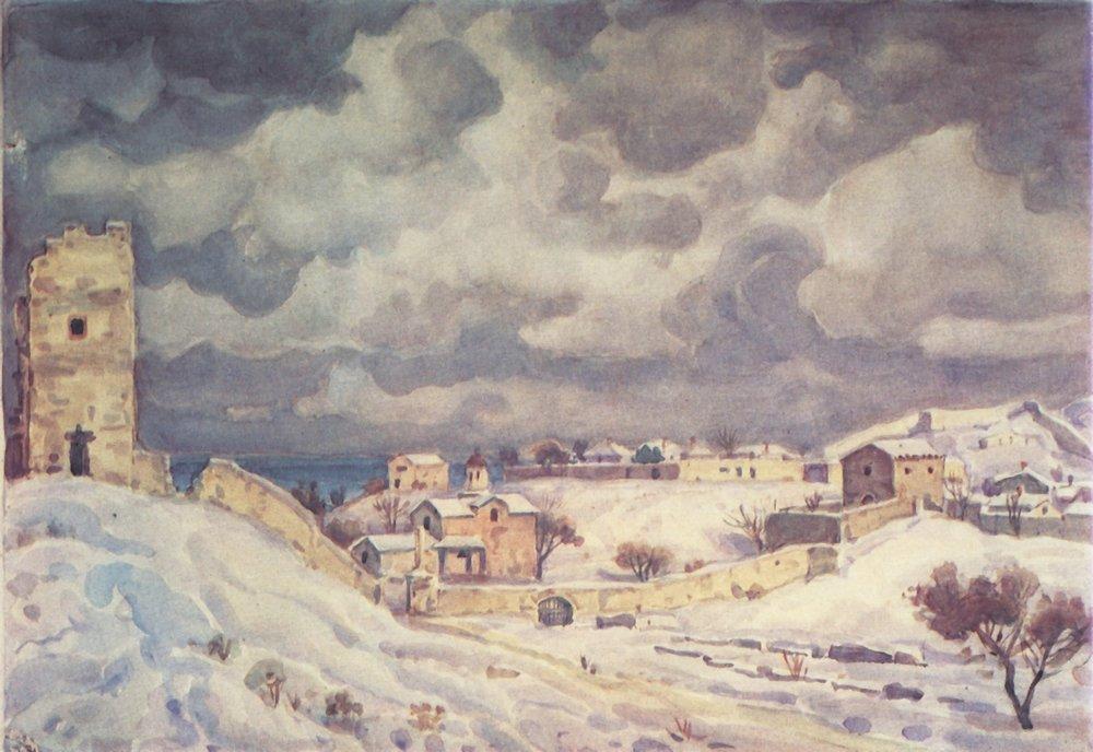 Wikioo.org - The Encyclopedia of Fine Arts - Painting, Artwork by Konstantin Fyodorovich Bogaevsky - Feodosia at winter
