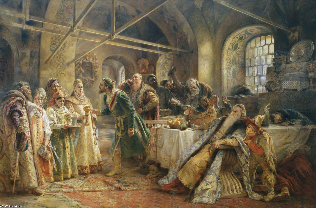 WikiOO.org - אנציקלופדיה לאמנויות יפות - ציור, יצירות אמנות Konstantin Yegorovich Makovsky - Kissing Ceremony