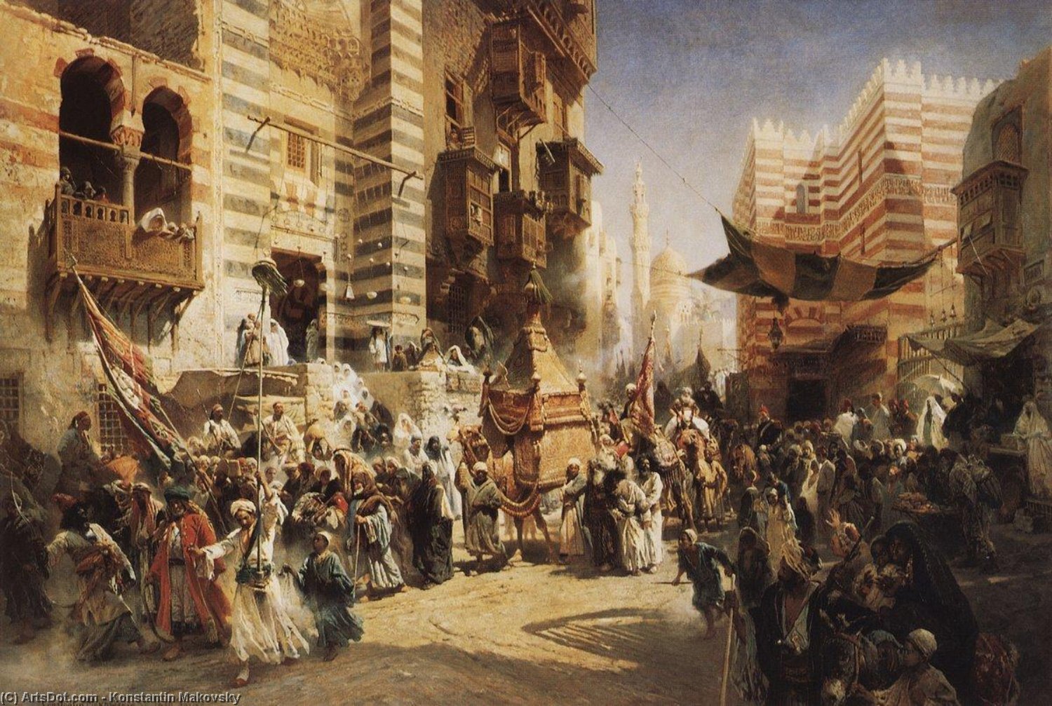 WikiOO.org - Encyclopedia of Fine Arts - Maalaus, taideteos Konstantin Yegorovich Makovsky - The handing over of the Sacred Carpet in Cairo
