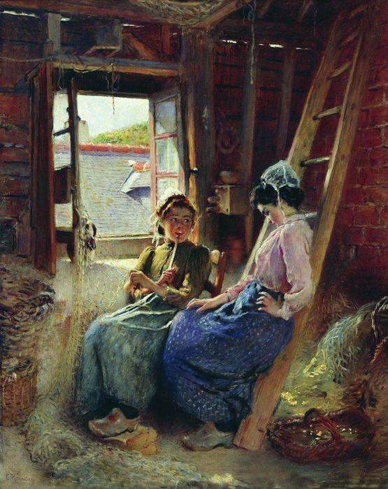 Wikioo.org - The Encyclopedia of Fine Arts - Painting, Artwork by Konstantin Yegorovich Makovsky - Two Breton Women