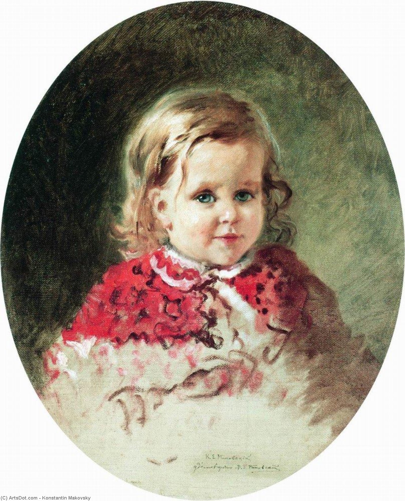 Wikioo.org - The Encyclopedia of Fine Arts - Painting, Artwork by Konstantin Yegorovich Makovsky - Portrait of the Girl Zhenia