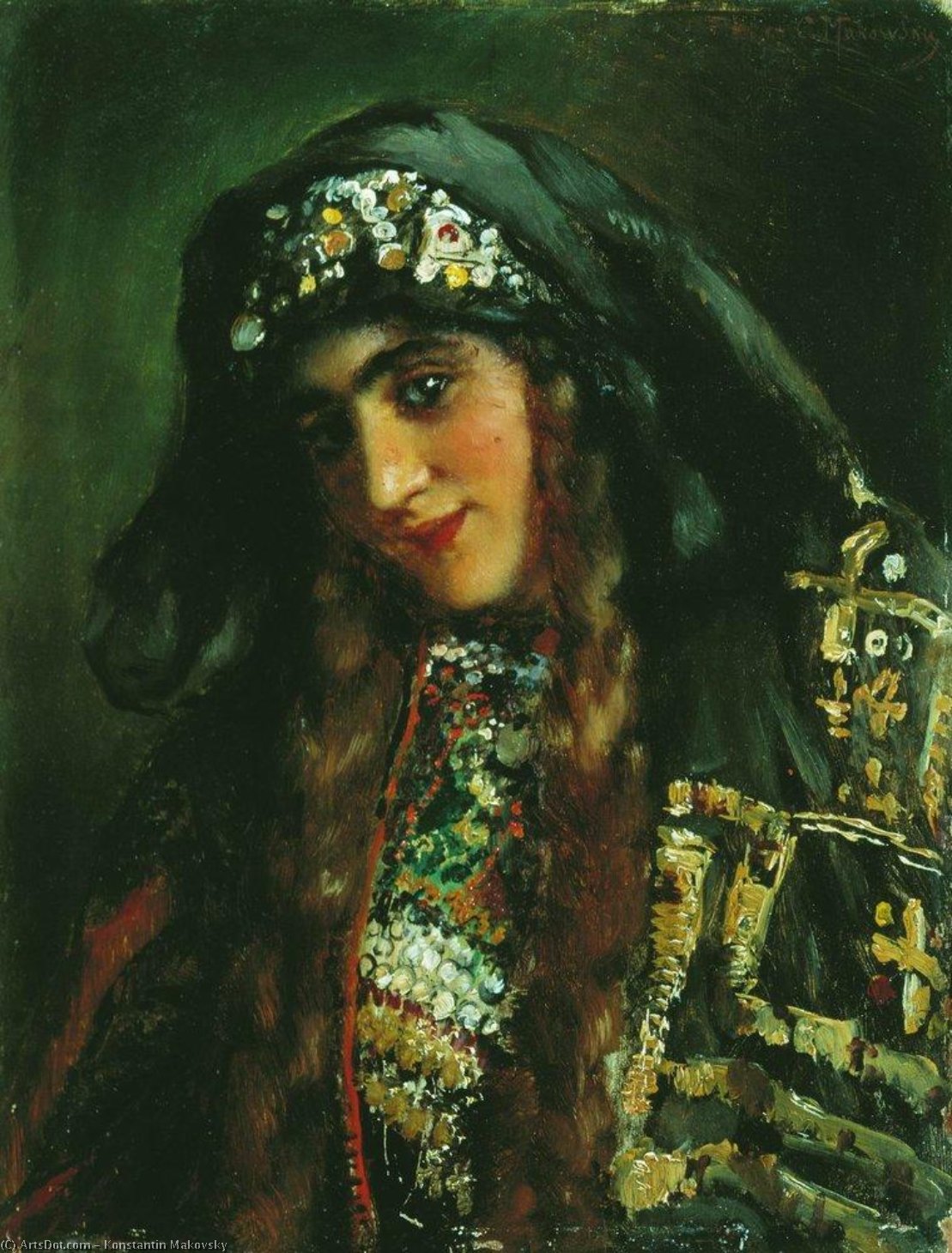 Wikioo.org - The Encyclopedia of Fine Arts - Painting, Artwork by Konstantin Yegorovich Makovsky - Girl in Oriental Dress