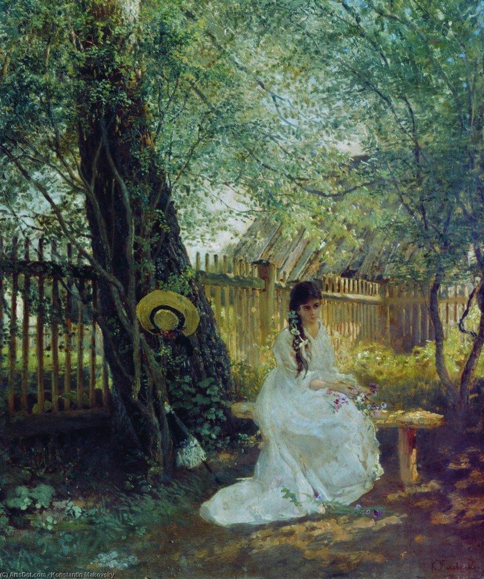 Wikioo.org - The Encyclopedia of Fine Arts - Painting, Artwork by Konstantin Yegorovich Makovsky - In the Garden
