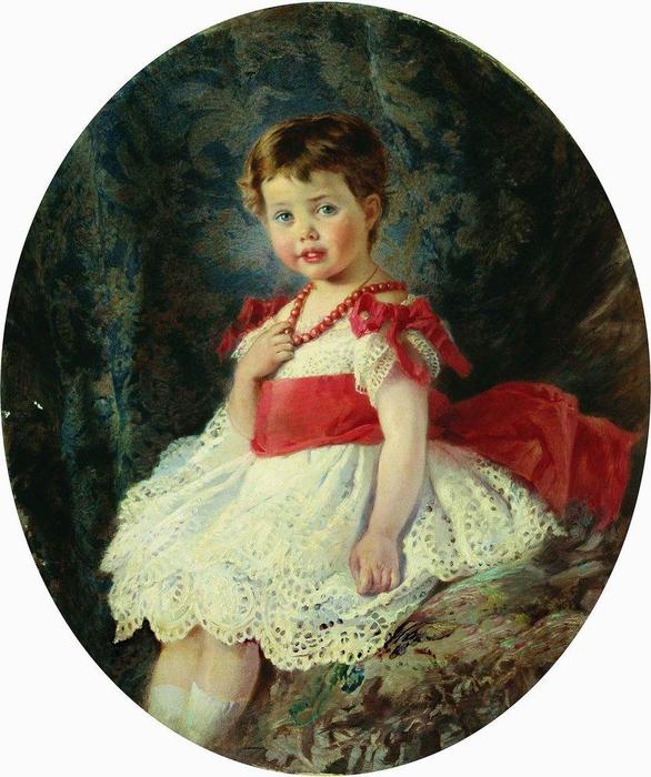 Wikioo.org - The Encyclopedia of Fine Arts - Painting, Artwork by Konstantin Yegorovich Makovsky - Portrait of the Girl