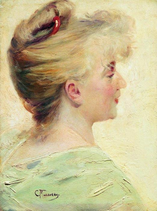 Wikioo.org - The Encyclopedia of Fine Arts - Painting, Artwork by Konstantin Yegorovich Makovsky - Portrait of the Young Lady