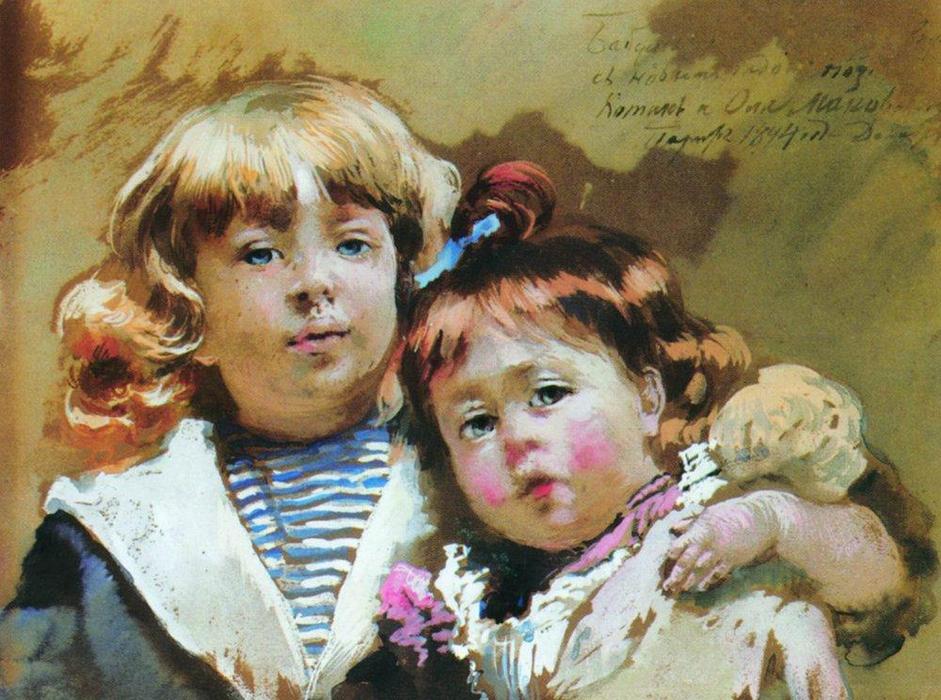 Wikioo.org - The Encyclopedia of Fine Arts - Painting, Artwork by Konstantin Yegorovich Makovsky - Konstantin and Olga Makovsky